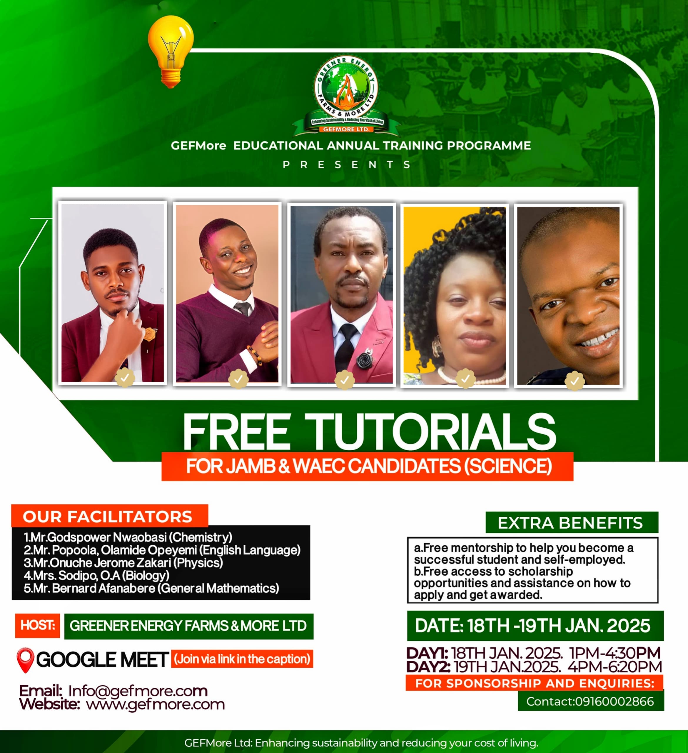 GEFMore EDUCATIONAL  ANNUAL TRAINING  PROGRAMME.